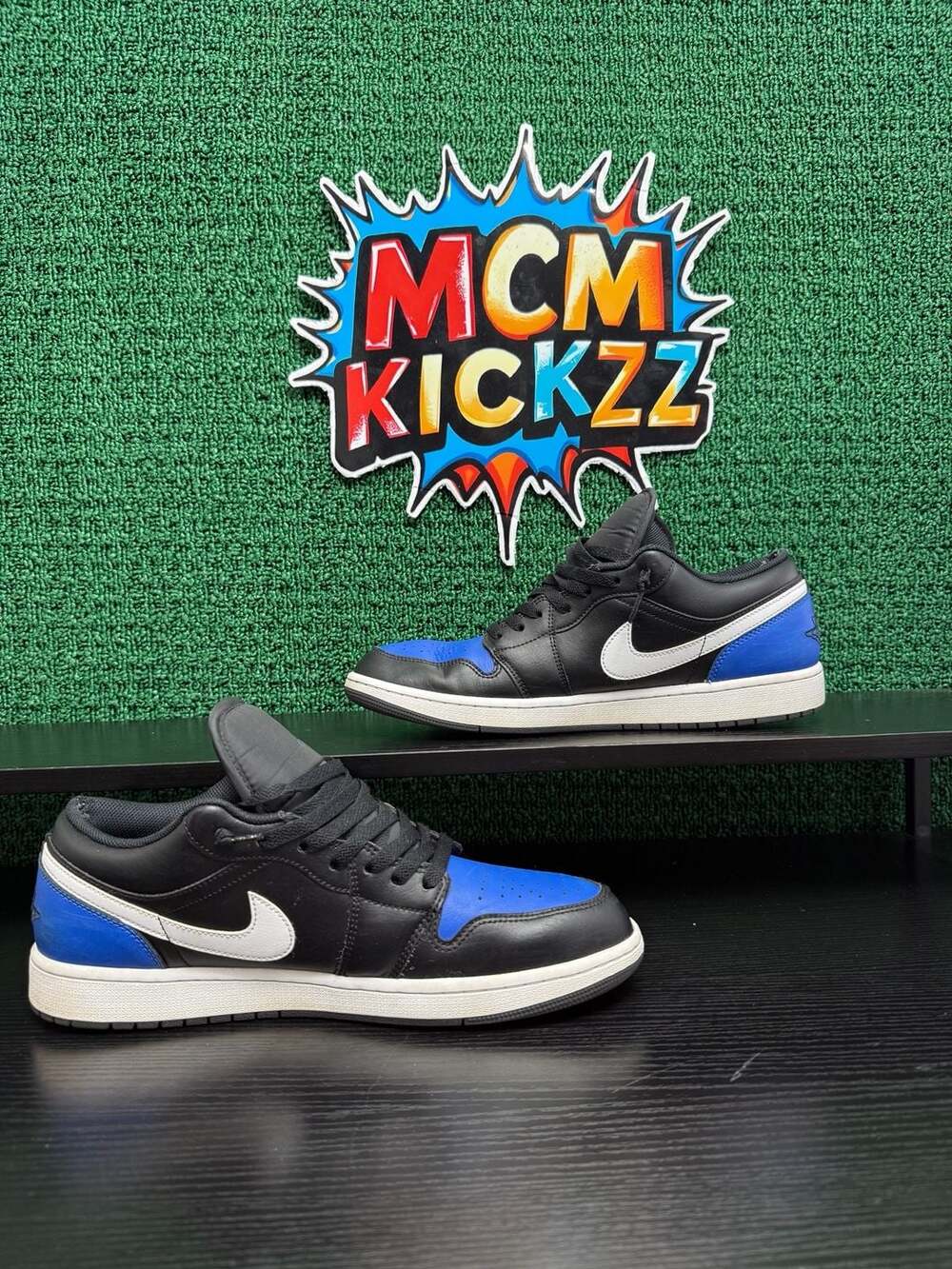 Air Jordan 1 Low Black Royal Toe Men’s Size 12.5 Pre-Owned - Picture 2 of 8